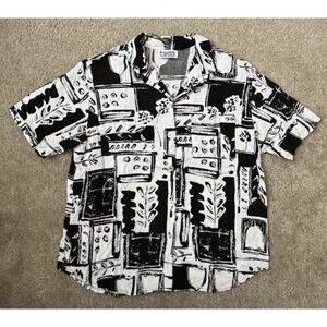 Vintage Teddi Button Up Shirt Black/ White Men's Size Small